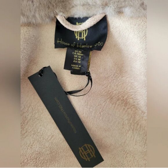 New House Of Harlow Mink Faux Fur Bomber Size M - Picture 8 of 9